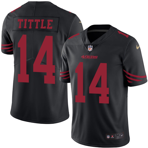 Men's Limited Y.A. Tittle Nike Jersey Black - #14 Rush NFL San Francisco 49ers